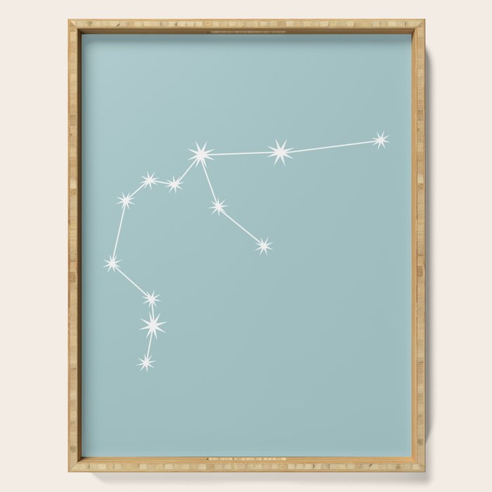 Aquarius Zodiac Star Constellation Line Art Pastel Teal Serving Tray Gallery Image 1