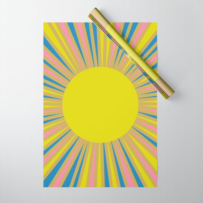 Summer Sun Cheerful Retro Wrapping Paper Gallery Image 1