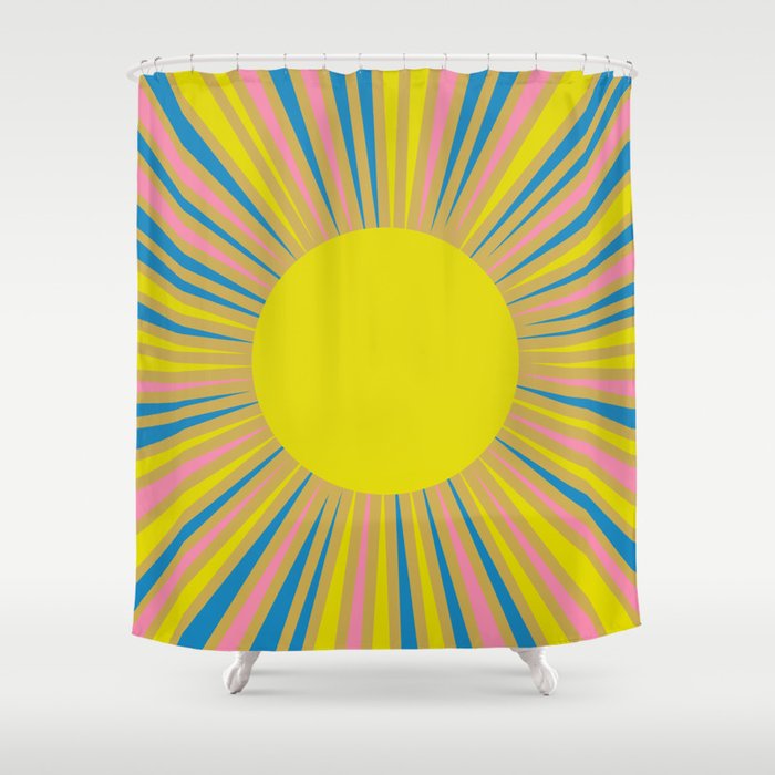 Summer Sun Cheerful Retro Shower Curtain Gallery Image 1