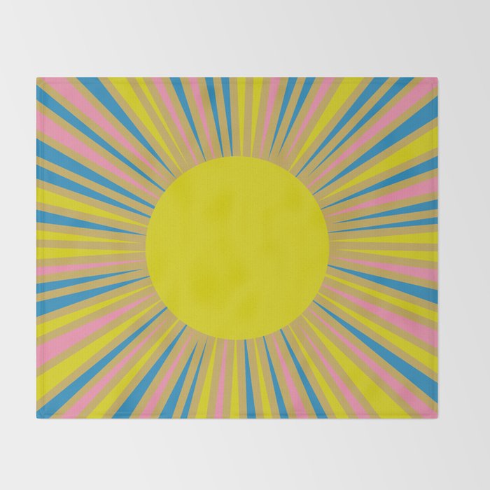 Summer Sun Cheerful Retro Throw Blanket Gallery Image 2
