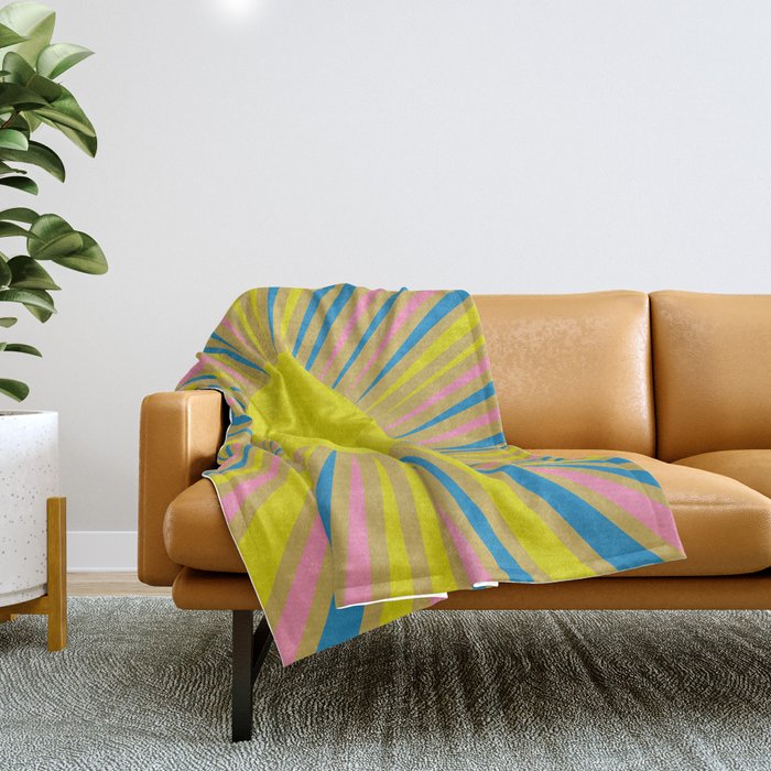 Summer Sun Cheerful Retro Throw Blanket Gallery Image 1