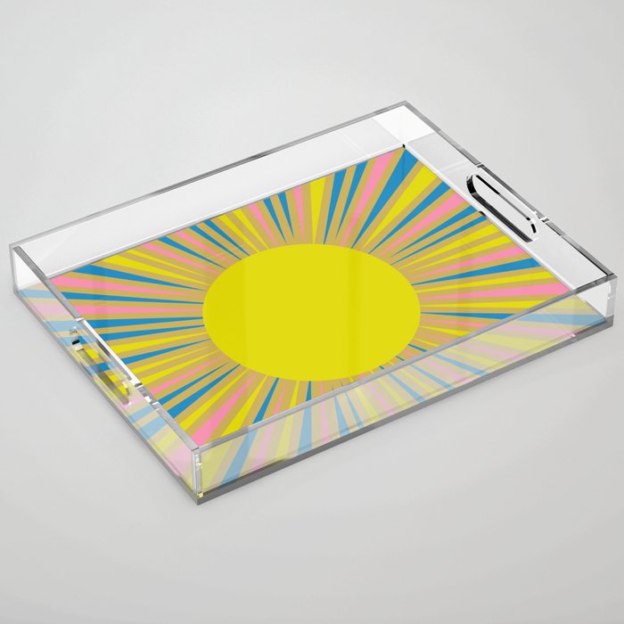 Summer Sun Cheerful Retro Acrylic Tray Gallery Image 1