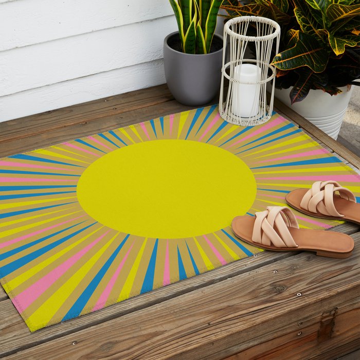 Summer Sun Cheerful Retro Outdoor Rug Gallery Image 2