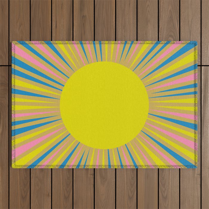 Summer Sun Cheerful Retro Outdoor Rug Gallery Image 1