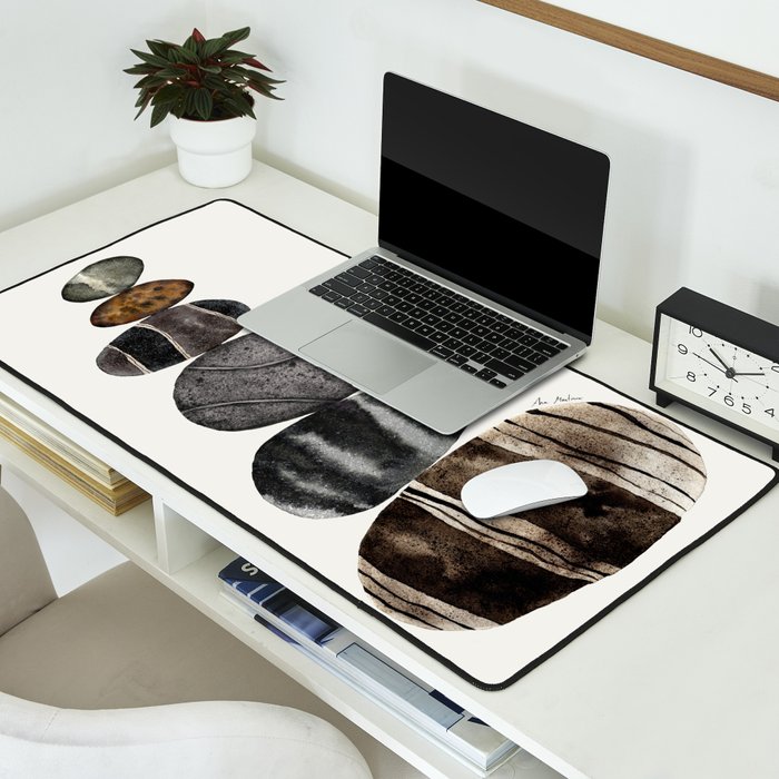 balancing beach pebbles Desk Mat Gallery Image 2