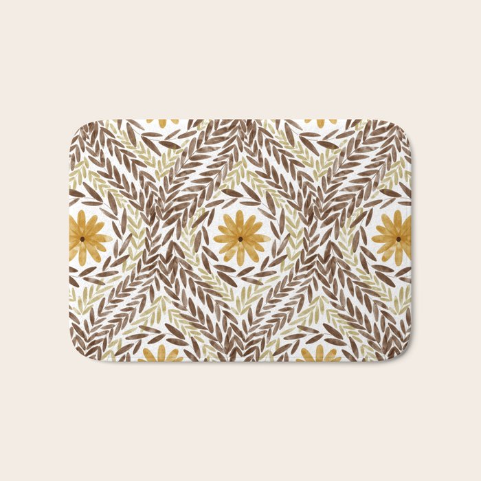 Golden Daisy Swirl Bath Mat Gallery Image 1