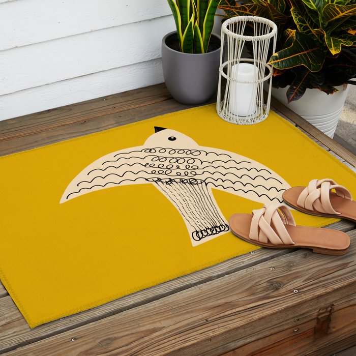 Yellow starling Outdoor Rug Gallery Image 2