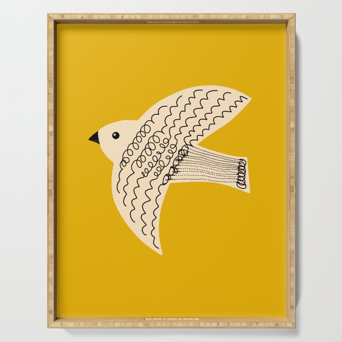 Yellow starling Serving Tray Gallery Image 1