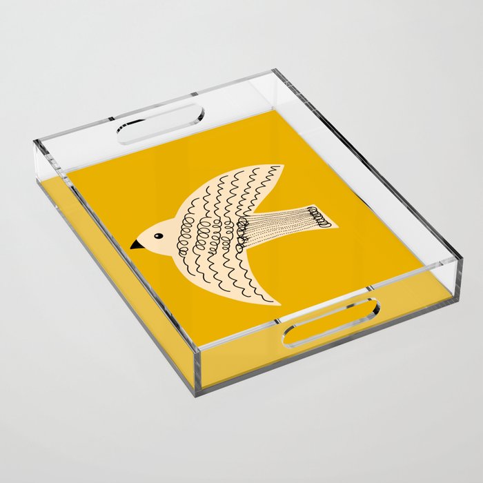 Yellow starling Acrylic Tray Gallery Image 1