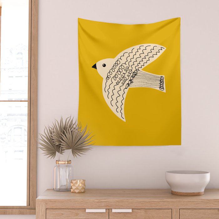 Yellow starling Wall Tapestry Gallery Image 2