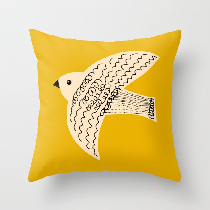 Yellow starling Throw Pillow Gallery Image 6