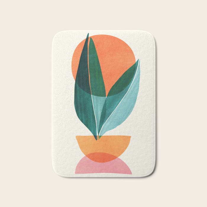 Nature Stack Teal and Orange Abstract Sunset Bath Mat Gallery Image 1