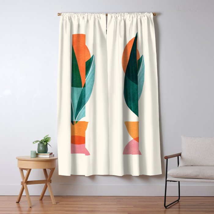 Nature Stack Teal and Orange Abstract Sunset Window Curtain Gallery Image 5