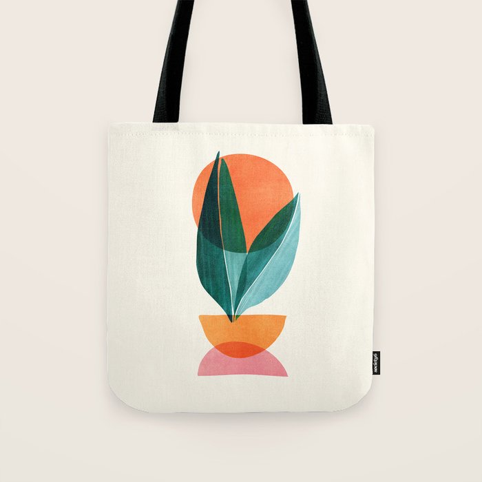 Nature Stack Teal and Orange Abstract Sunset Tote Bag Gallery Image 1