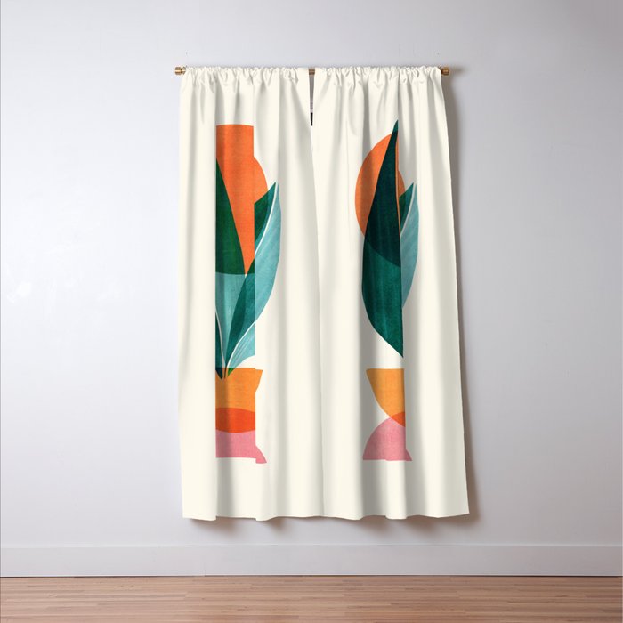 Nature Stack Teal and Orange Abstract Sunset Window Curtain Gallery Image 3