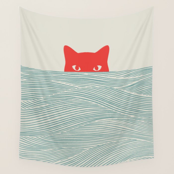 Cat Landscape 180: Sunrise Cat Wall Tapestry Gallery Image 4