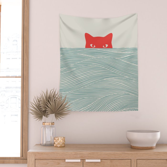 Cat Landscape 180: Sunrise Cat Wall Tapestry Gallery Image 2