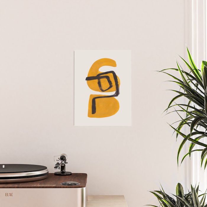 Funky Strange Mid Century Modern Minimalist Art Yellow Black Abstract Pattern by Ejaaz Haniff Poster Gallery Image 2