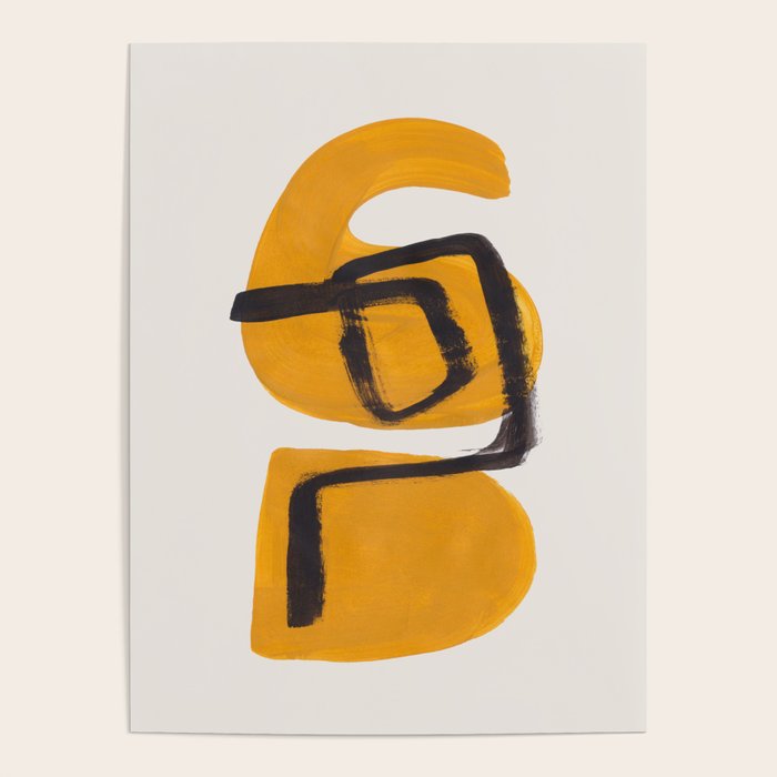 Funky Strange Mid Century Modern Minimalist Art Yellow Black Abstract Pattern by Ejaaz Haniff Poster Gallery Image 4