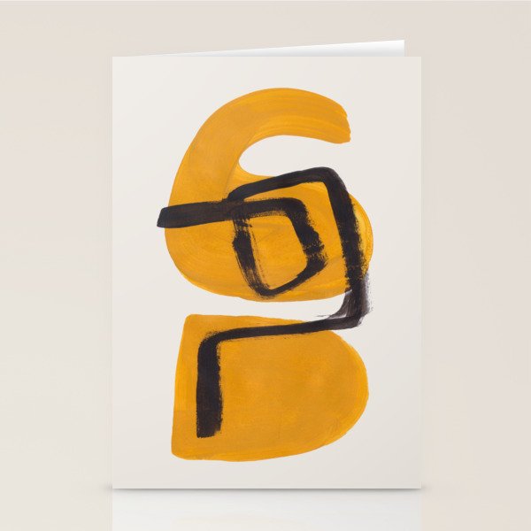 Funky Strange Mid Century Modern Minimalist Art Yellow Black Abstract Pattern by Ejaaz Haniff Stationery Card Gallery Image 2