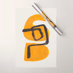 Funky Strange Mid Century Modern Minimalist Art Yellow Black Abstract Pattern by Ejaaz Haniff Wrapping Paper Gallery Image 1
