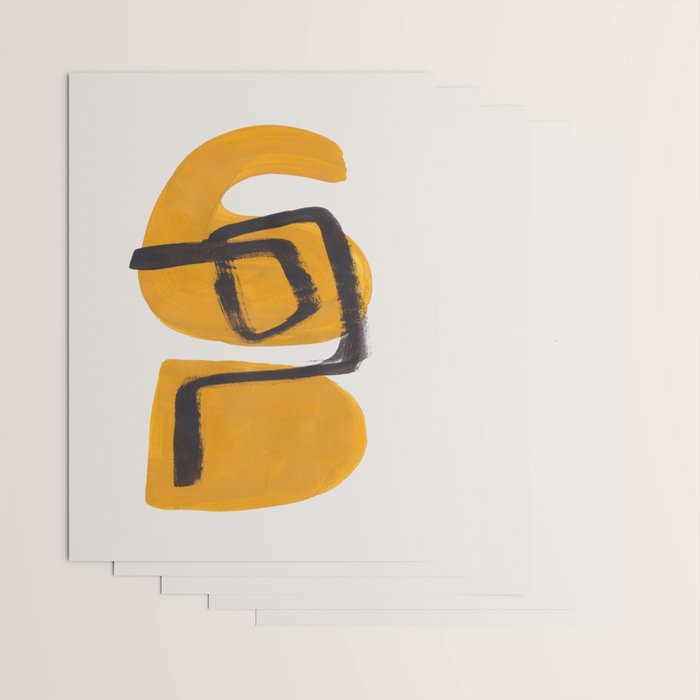 Funky Strange Mid Century Modern Minimalist Art Yellow Black Abstract Pattern by Ejaaz Haniff Wrapping Paper Gallery Image 3