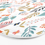 Botanical Harmony | Floral Vintage Plants Colorful Leaves | Autumn Spring Nature Bohemian Chic Bath Mat Gallery Image 3