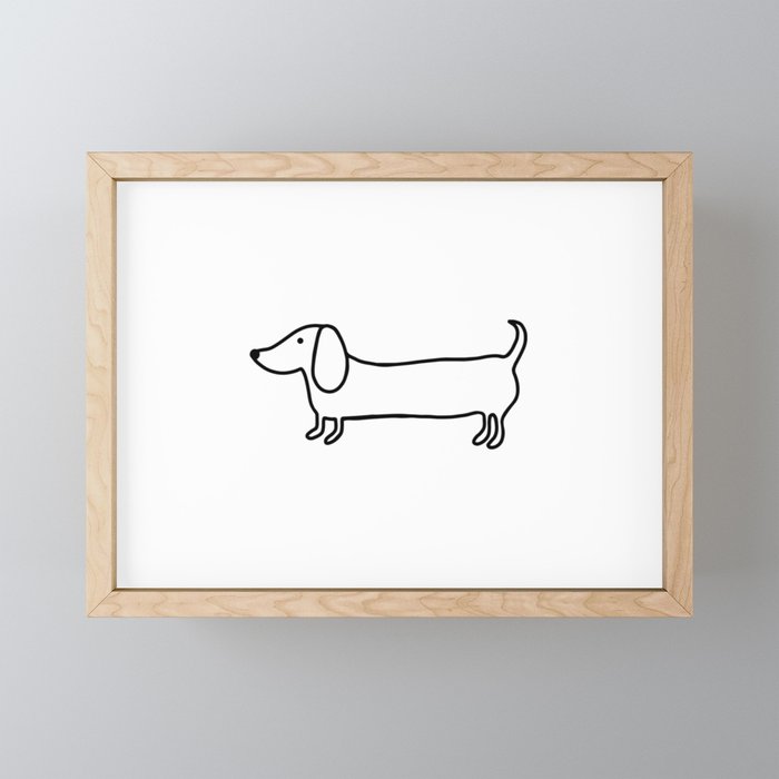 Simple dachshund black drawing Mini Art Print Gallery Image 1