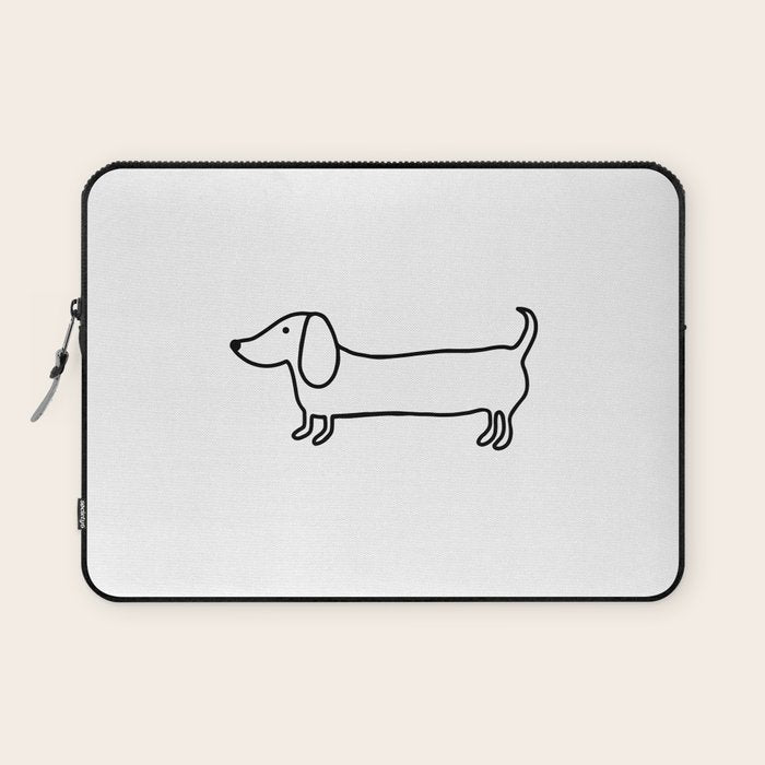 Simple dachshund black drawing Laptop Sleeve Gallery Image 1