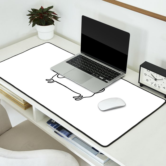 Simple dachshund black drawing Desk Mat Gallery Image 2