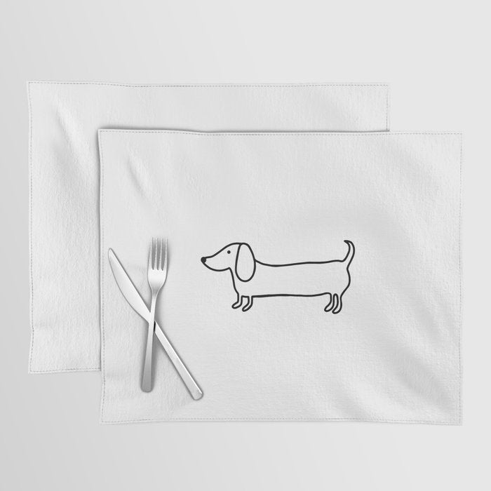 Simple dachshund black drawing Placemat Gallery Image 1