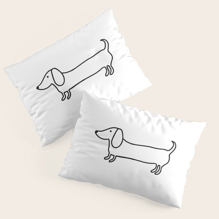 Simple dachshund black drawing Pillow Sham Gallery Image 1