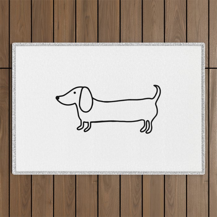Simple dachshund black drawing Outdoor Rug Gallery Image 1