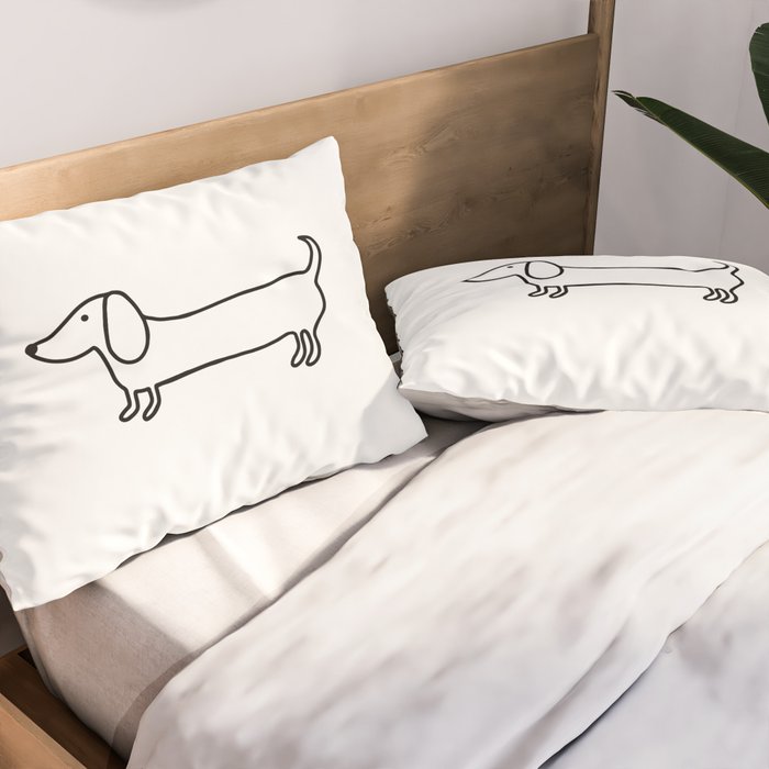 Simple dachshund black drawing Pillow Sham Gallery Image 2