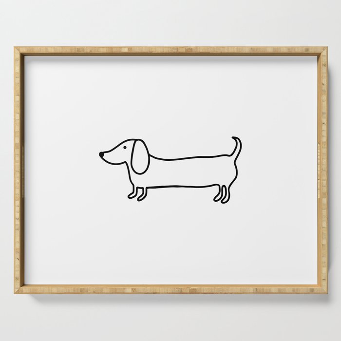 Simple dachshund black drawing Serving Tray Gallery Image 1