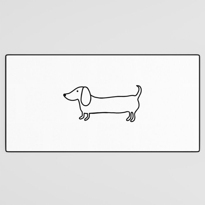 Simple dachshund black drawing Desk Mat Gallery Image 3