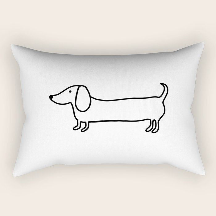 Simple dachshund black drawing Rectangular Pillow Gallery Image 1
