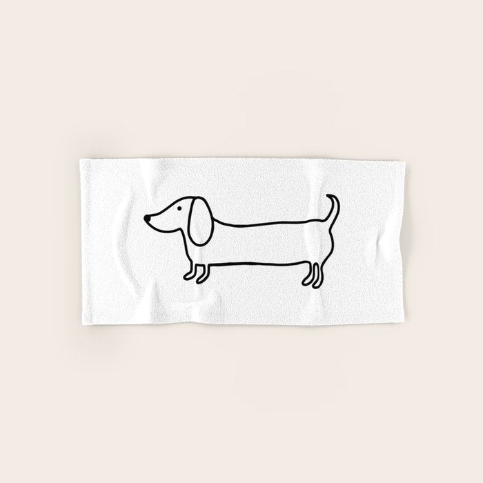 Simple dachshund black drawing Bath Towel Gallery Image 1