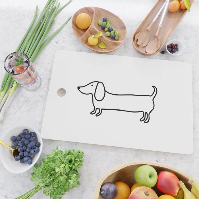 Simple dachshund black drawing Cutting Board Gallery Image 2