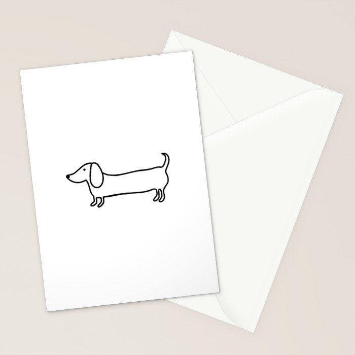 Simple dachshund black drawing Stationery Card Gallery Image 2