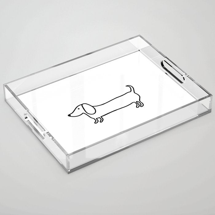 Simple dachshund black drawing Acrylic Tray Gallery Image 1
