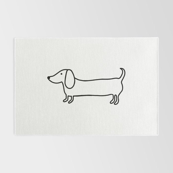 Simple dachshund black drawing Rug Gallery Image 2