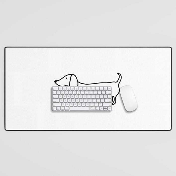 Simple dachshund black drawing Desk Mat Gallery Image 1