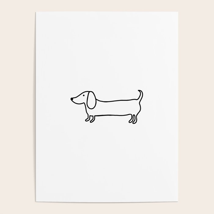 Simple dachshund black drawing Poster Gallery Image 4