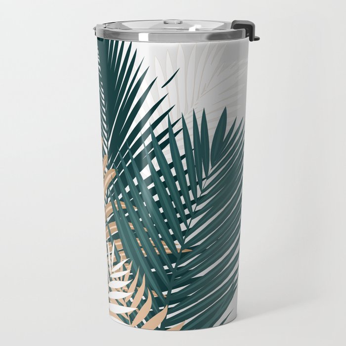 Gold and Green Palm Leaves Travel Mug Gallery Image 2