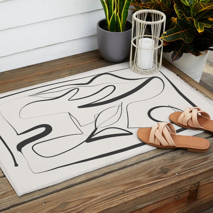 Abstract line art 9 Outdoor Rug Gallery Image 2