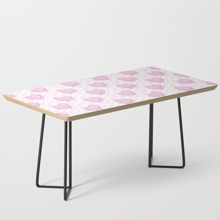 Pink love heart candy checkered pattern Coffee Table Gallery Image 1