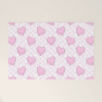 Pink love heart candy checkered pattern Welcome Mat Gallery Image 1