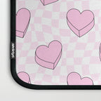 Pink love heart candy checkered pattern Laptop Sleeve Gallery Image 3