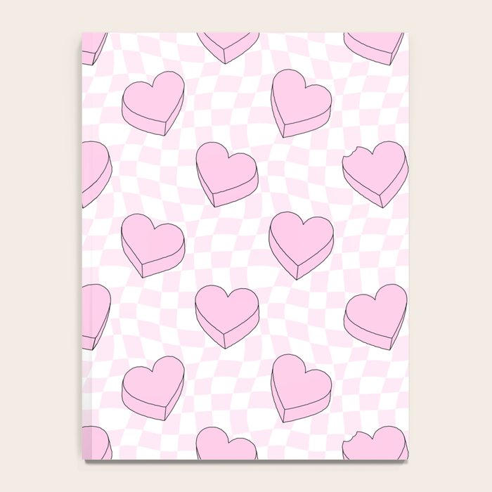Pink love heart candy checkered pattern Notebook Gallery Image 4